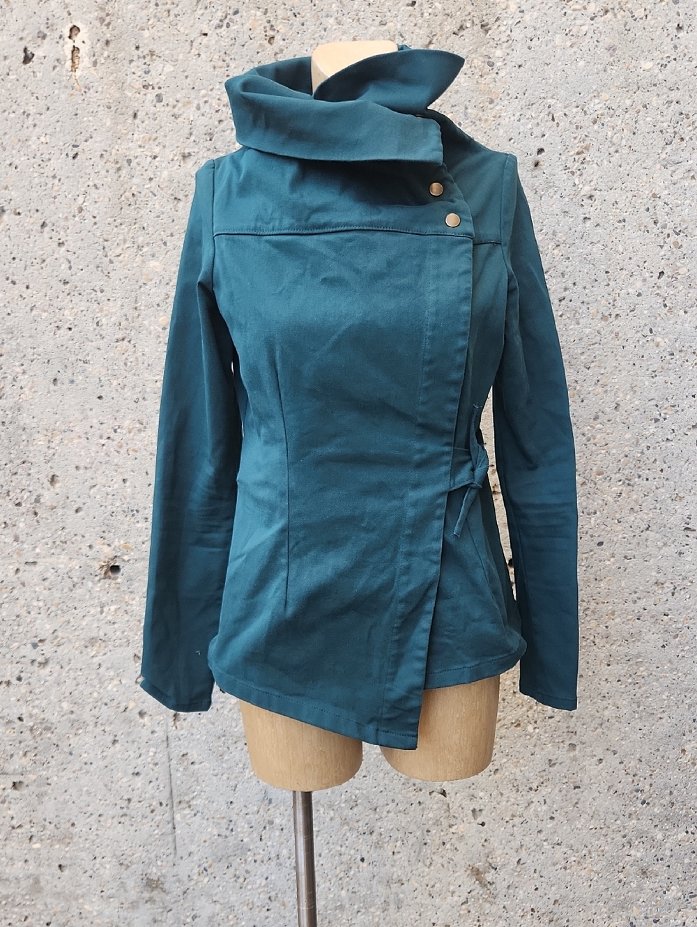 Women’s Teal Asymmetrical Collar Jacket